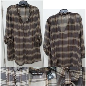 NY&C Plaid Blouse- Sz XL